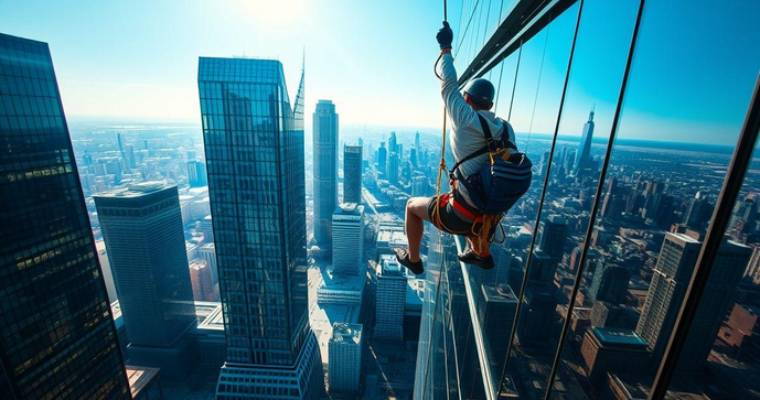 Limpeza de Vidros em Altura: T&eacute;cnicas e Dicas para um Resultado Impec&aacute;vel